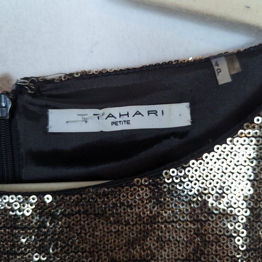Tahari Ezra Gold And Black Python Sequin Sheath D… - image 7